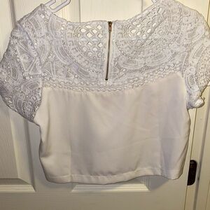 NWOT White lace crop top